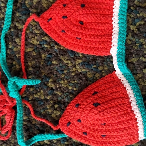 🌴FINAL SALE Favorite Little Corner Crochet Watermelon 🍉 Bikini Top A Cup - Picture 11 of 11